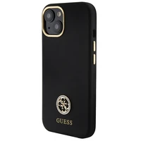 Guess silikoninis Logo Strass 4G dėklas telefonui iPhone 15 - juodas