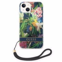Guess GUOHCP14MHFLSB iPhone 14 Plus 6.7 "mėlynas/mėlynas kietas dėklas Gėlių dirželis