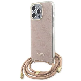 Guess Crossbody Cord 4G Print dėklas telefonui iPhone 15 Pro Max - rožinis