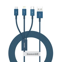 Baseus Superior 3in1 USB kabelis - Lightning / USB Type C / micro USB 3.5 A 1.5 m - mėlynas (CAMLTYS-03)