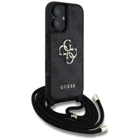 Guess 4G Big Logo Cord Stap dėklas telefonui iPhone 16 Plus - juodas