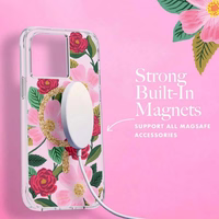 Rifle Paper Clear MagSafe - dėklas decorated in auksinis iPhone 14 Pro Max (Rose Garden)