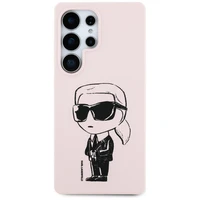 Karl Lagerfeld Silikoninis Grafiti Ikonik atspausdintas logotipas Magnetinis dėklas Samsung Galaxy S25 Ultra - rožinė