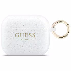 Guess Silikoninis Glitter Ring Dėklas for AirPods Pro 3 - baltas
