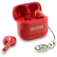 Belaidės ausinės TWS Guess Effect Printed Classic Logo & Charm raudonos spalvos