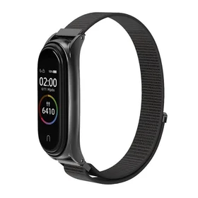 Nailoninis dirželis XIAOMI Mi Band 5 / 6 / 7 juodas (05)