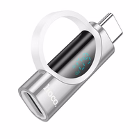 Adapteris USB-C į Lightning Hoco 3A 60W su skaitmenine indikacija UA32A sidabrinis