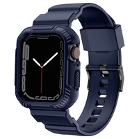 Kingxbar CYF106 2in1 šarvuotas dėklas Apple Watch SE, 9, 8, 7, 6, 5, 4, 3, 2, 1 (41, 40, 38 mm) su dirželiu mėlynas