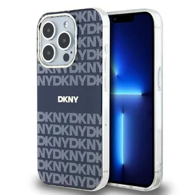 DKNY IML mono ir dryžuotas magnetinis dėklas telefonui iPhone 15 Pro – mėlynas