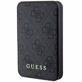 Guess Išorinė baterija 15W GUPB5LP4GEGK 5000mAh juoda/juoda 4G Odinis Metalinis Logotipas