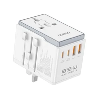 Dudao A65Pro 65W kelioninis adapteris EU / US / JP / AUS / UK 2x USB-C 2x USB-A - baltas