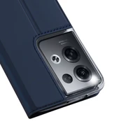 Dux Ducis Skin Pro dėklas telefonui Oppo Reno 8 Pro su atverčiamu dangteliu, kortelių pinigine ir stovu, mėlynas