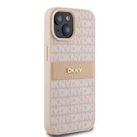 DKNY Odinis mono juosta ir metalinis logotipas dėklas telefonui iPhone 15 / 14 / 13 - rožinis