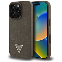 Guess Grained Hot Stamp Peony trikampio logotipo magnetinis dėklas telefonui iPhone 16 Pro Max - rudas