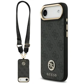 Guess 4G Strass Logo & Big Strap Metal Buttons Magnetinis dėklas telefonui iPhone Air - juodas