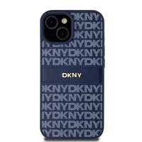 DKNY Odinis mono juosta ir metalinis logotipas dėklas telefonui iPhone 15 / 14 / 13 - mėlynas