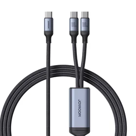 Joyroom Speedy Series S-A21 2in1 USB-C - USB-C / USB-C kabelis 100W 1.5 m - juodas