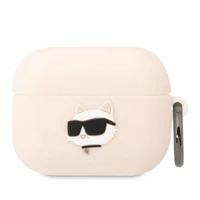 Karl Lagerfeld KLAPRUNCHP AirPods Pro dėklas rožinis/rožinis Silikoninis Choupette Head 3D