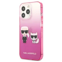 Karl Lagerfeld Gradient Ikonik Karl&Choupette dėklas iPhone 13 Pro / iPhone 13 – rožinis