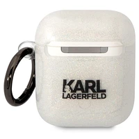 Karl Lagerfeld KLA2HNKCTGT Airpods 1/2 dėklas permatomas Blizgučiai Karl&Choupette