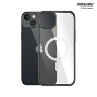 PanzerGlass ClearCase dėklas su MagSafe antibakterinis iPhone 14 Plus / 15 Plus - skaidrus ir juodas