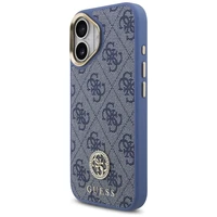 Guess 4G Strass Logo & Big Strap Metal Buttons Magnetinis dėklas telefonui iPhone 17 - mėlynas