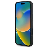 Guess Saffiano Classic Logo Magnetinis dėklas iPhone 16 - juodas