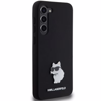 Karl Lagerfeld silikoninis Choupette metalinis ženkliukas dėklas telefonui Samsung Galaxy S24+ - juodas