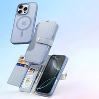 Dux Ducis Lawa iPhone 16 Pro odinis dėklas su nuimama magnetine pinigine - mėlynas