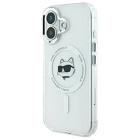 Karl Lagerfeld IML Metal Choupette Head magnetinis dėklas telefonui iPhone 16 Plus - baltas