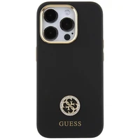 Guess silikoninis Logo Strass 4G dėklas telefonui iPhone 15 Pro - juodas