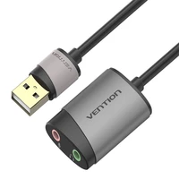 Išorinė USB garso kortelė Vention CDKHB, TRS 3.5mm, 0.15m (pilka)