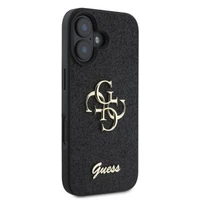 Guess Fixed Glitter Big 4G dėklas telefonui iPhone 16 - juodas
