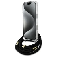 Guess Kryžminis Dirželis 4G Rašto Dėklas su Virvele iPhone 16 Pro - juodas