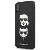 Karl Lagerfeld Saffiano Karl&Choupette Galvos dėklas telefonui iPhone XS Max - juodas