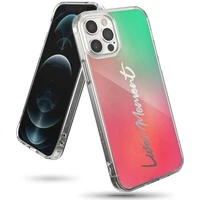 Ringke Fusion Design dėklas su TPU buferiu iPhone 12 Pro Max rožinis-žalias (GNAP0028)