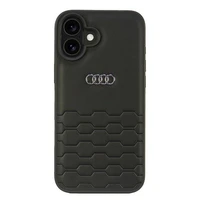 Audi Sintetinės odos iPhone 16 Plus 6.7" juodas/juodas kietas dėklas AU-TPUPCIP16M-GT/D2-BK