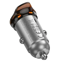 Automobilinis įkroviklis Hoco 2 x USB C PD QC3.0 45W NZ16B metalinis pilkas