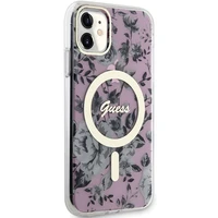 Guess GUHMN61HCFWSP iPhone 11 / Xr 6.1" rožinis kietas dėklas Gėlė MagSafe