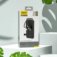 Dudao K11 10000mAh išorinė baterija su įmontuotais kabeliais - juoda