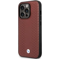 Dėklas telefonui BMW BMHCP14L22RFGR iPhone 14 Pro 6.1 - raudonas odinis diamantinio rašto