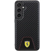 Ferrari Carbon Stitched Bottom dėklas telefonui Samsung Galaxy S24+ - juodas