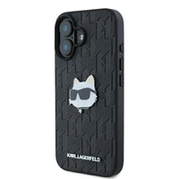 Karl Lagerfeld Monograma Choupette Galva Smeigtukas iPhone 16 Dėklas - Juodas