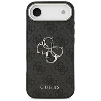 GUESS dėklas telefonui IPHONE 17 Air GUHCP17MP4G4SMCK (4G PU odos dėklas su dideliu 4G ir klasikiniu logotipu bei sidabriniu metaliniu kameros rėmeliu) juodas