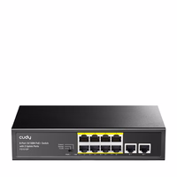 Cudy FS1010P tinklo komutatorius Fast Ethernet (10/100) Maitinimas per Eternetą (PoE) Juoda