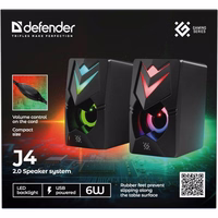 DEFENDER J4 2.0 6W LED USB kompiuterio garsiakalbiai, juodi