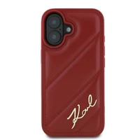Karl Lagerfeld Diagonal Quilted Script Dėklas telefonui iPhone 16 - raudonas