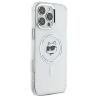 Karl Lagerfeld IML Metalinis Choupette Head Magnetinis dėklas telefonui iPhone 16 Pro - baltas