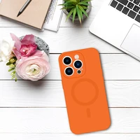 TEL PROTECT Magnetinis silikoninis dėklas telefonui Iphone 15 Plus oranžinis