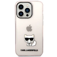 Karl Lagerfeld KLHCP14LCTTRI iPhone 14 Pro 6.1 kietasis dėklas rožinis permatomas Choupette Body
